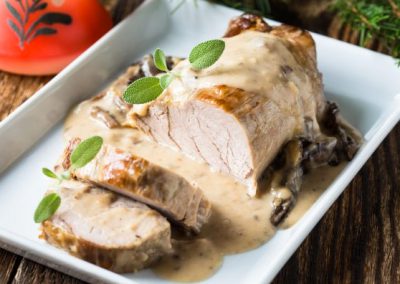 Rôti de veau en cocotte aux champignons